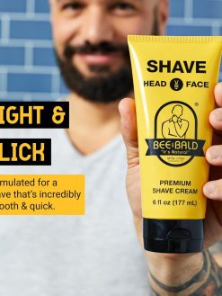 BEE BALD "IT'S NATURAL" MAN CARE PRODUCTS Shave Premium Shave Cream 6 fl oz, 177 ml (Pack of 1)