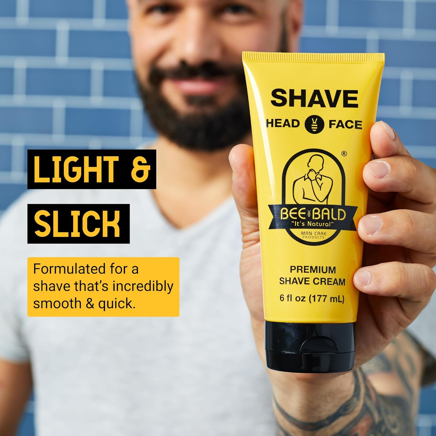 BEE BALD “IT’S NATURAL” MAN CARE PRODUCTS Shave Premium Shave Cream 6