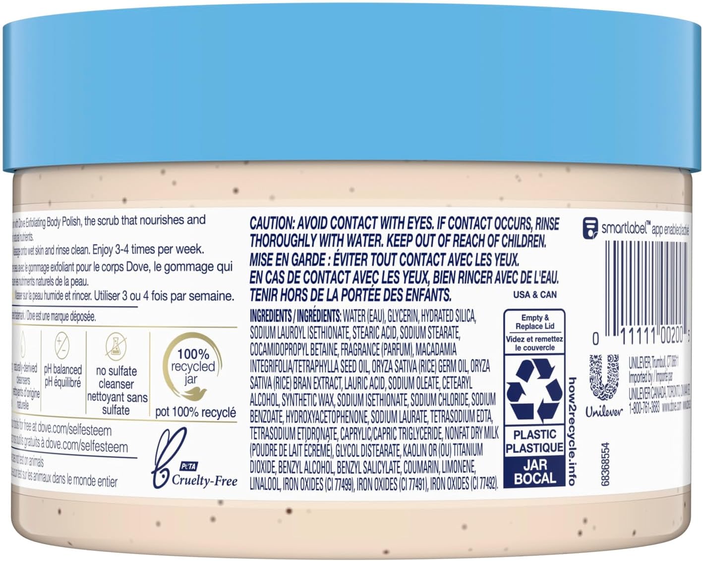 Dove Exfoliating Body Polish Scrub Reveals Visibly Smoother Skin Macadamia and Rice Milk Body Scrub That Nourishes Skin 10.5 oz