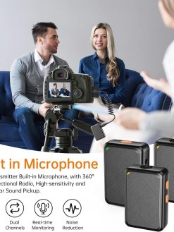 MIAO LAB 2 PCS Professional Wireless Lavalier adapter, Bluetooth, USB