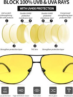 Joopin Rectangular Sunglasses for Men, Al-Mg Metal Frame Military Pilot Men Sun Glasses Driving UV Protection