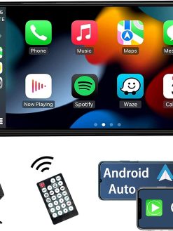 Double Din Car Stereo Compatible with Apple Carplay and Android Auto, 7 inch HD Touchscreen Car Radio Car Audio Receivers, Bluetooth, Backup Camera , Mirror Link, USB/AUX/TF/Subwoofer, FM Radio