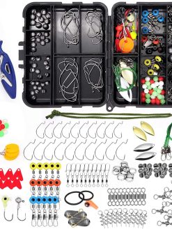Fishing Accessories Kit【188PCS】 Set with Tackle Box, Including Pliers, Jig Hooks, Bullet Bass Casting, Swivels Snaps, Sinker Sliders, Line Beads, Sinker Weights, Split Rings, Fishing Leaders.