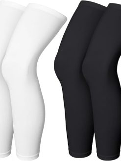 Compression Leg Sleeves, Skade 2 Pairs Sports Full Length Leg Sleeves for Men Women, Cycling Running Basketball Fitness