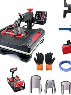 Impresomatic Heat Press Machine Combo Package Printer Transfer Sublimation Machine for T-Shirts, Hat, Mug, Plate, Cap, with Digital Display ​and 360-Degree Swing Arm (8 IN 1)