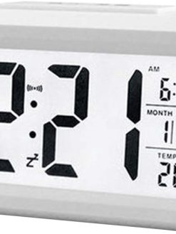 Smart Digital Alarm Clock with Date and Temperature Snooze Button on Top Battery Operated Rectangle Desk Clock with Night Light for Bedroom Kids Children Girls Boys