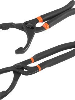 Glarks 2pcs 10 inch and 12 inch long handle grip oil filter pliers set adjustable angle hand oil filter wrench for car motorcycle and trucks use