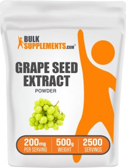 BulkSupplements.com Grape Seed Extract Powder - Herbal Supplements, Antioxidants Supplement - 200mg of Grapeseed Extract Powder per Serving, Gluten Free (500 Grams - 1.1 lbs)
