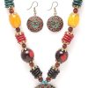 Shining Diva Fashion Latest Stylish Traditional Tibetan Pendant Necklace Jewellery Set for Women (13208s)