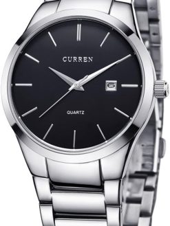 CURREN Men's Watches Classic Black/Silver Steel Band Quartz Analog Wrist Watch with Date for Man …