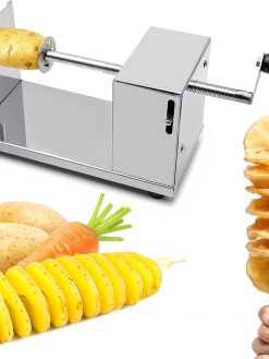 ECVV Manual Stainless Steel Twisted Potato Slicer Spiral Vegetable Cutter French Fry