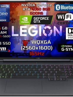2023 Latest Lenovo Legion Pro 5 Gaming Laptop 16" WQXGA 165Hz Display Core i9-13900HX 24 Cores 16GB 1TB SSD NVIDIA RTX 4060 Graphics 8GB RGB Backlit Eng Key WIN11 Grey