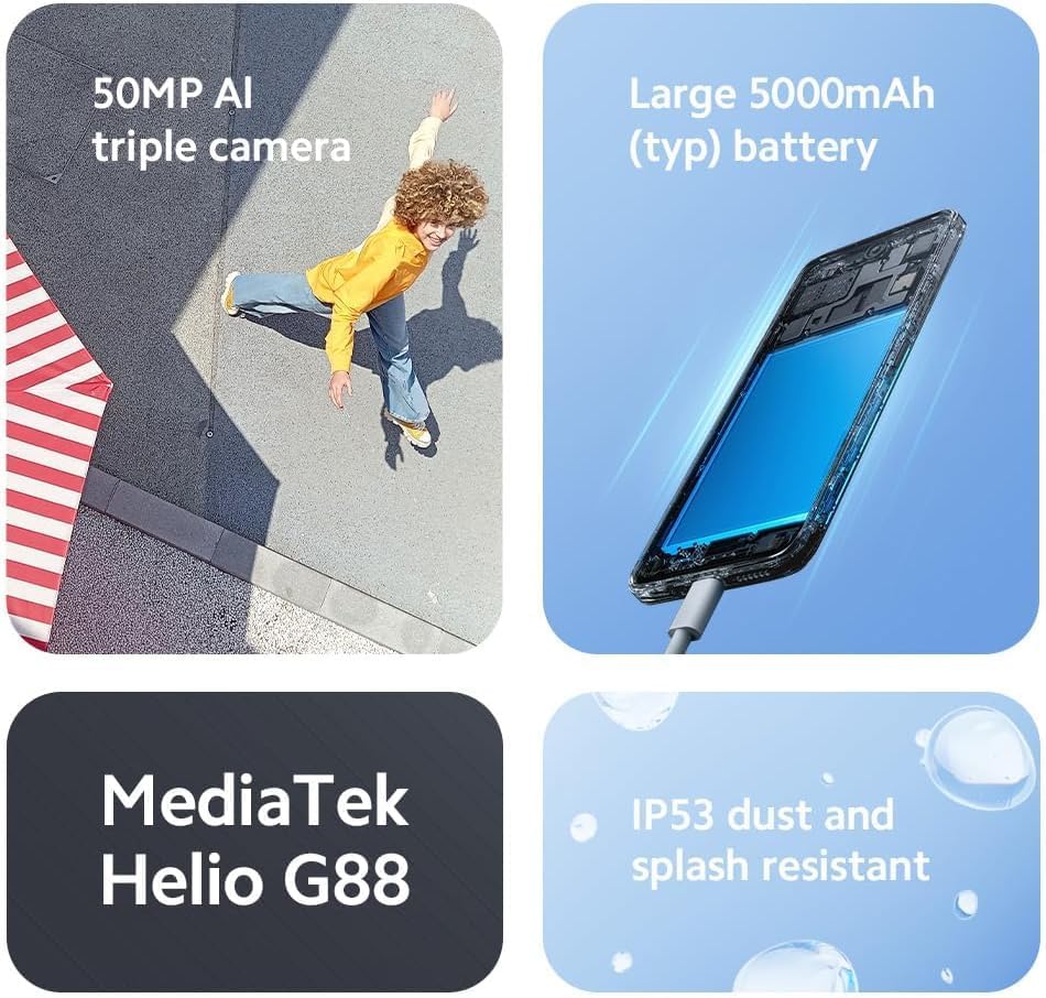 Xiaomi Redmi 12 (Midnight Black 8GB RAM, 256 Storage) - MediaTek G88 Powerful Processor |50MP High-Resolution main camera | 90 Hz FHD+ AdaptiveSync display | 5000mAh(Typ) High-Capacity battery