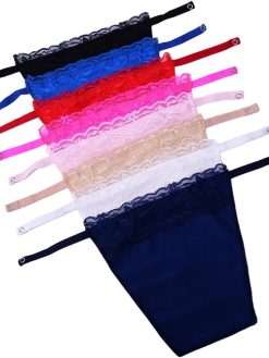 HZYFP 8pcs Lady Lace Camisole Clip-on Mock Snappy Bra Insert Overlay Modesty Panel Vest, multi - One Size