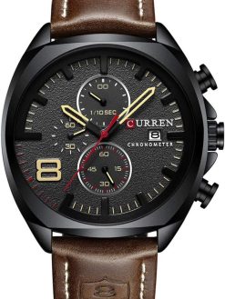 Mens Leather Strap Watches Classic Casual Dress Stainless Steel Waterproof Chronograph Date Analog Quartz Watch
