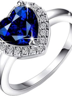 Royal Blue 'Queen Heart' Austrian Crystal Lovers Ring for Women by YELLOW CHIMES