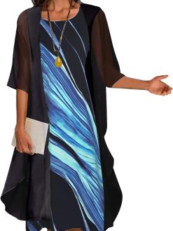 Women's Midi Dresses with Jacket Two-Piece Set