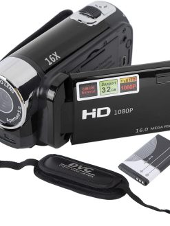 Zudoo Video Camera Camcorder, Full HD 1080P 30FPS 16 MP IR Night Vision Vlogging Camera Recorder, 2.7 Inch IPS Screen 16X Zoom Digital Camcorders DV Camera DV Player with USB Cable (Black)