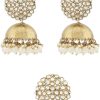 ZAVERI PEARLS Antique Gold Tone Traditional Kundan Jhumki Earring & Ring Set For Women-ZPFK13163