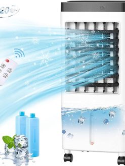 Evaporative Air Cooler,3-IN-1 Air Conditioner Portable for Room,Evaporative Air Cooler with Fan & Humidifier,2.7Gallon Water Tank,3 Speeds&7H Timer,60° Oscillation AC for Kitchen/Room/Home/Office