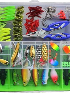 SKEIDO 101 Pcs Fishing Lure Set Hard and Soft Bait Hook with Tackle Box