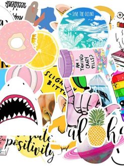 TaemBuy Laptop Cartoon Water Bottles Stickers, 103 Pieces, Pink