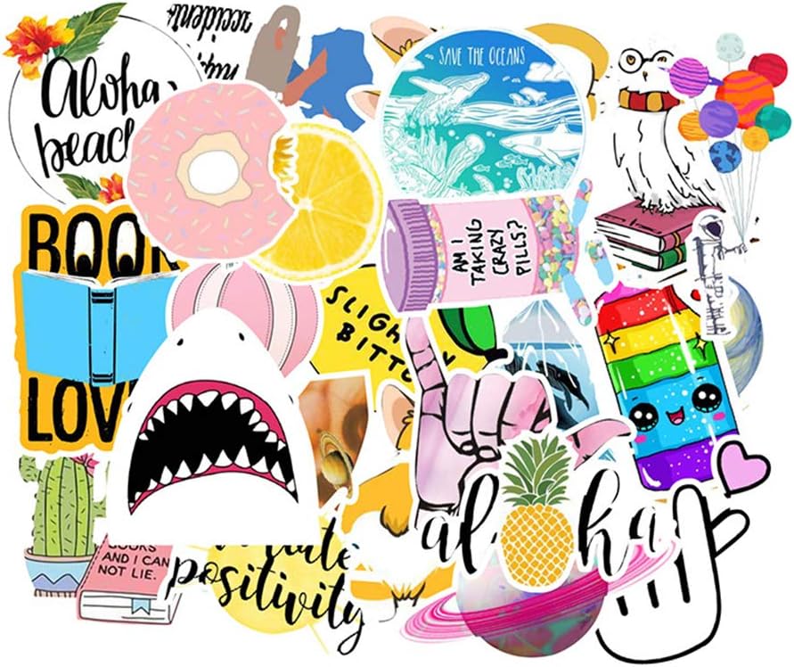 TaemBuy Laptop Cartoon Water Bottles Stickers, 103 Pieces, Pink