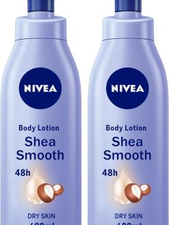 NIVEA Body Lotion Dry Skin, Moisturizing Shea Smooth Shea Butter, 2x400ml