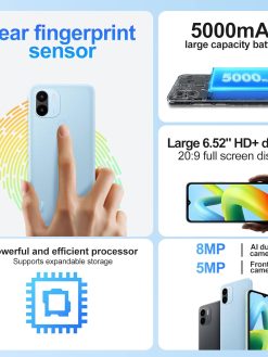 Xiaomi Redmi A1+ Black 2GB RAM, 32 Storage 8MP AI dual camera Rear fingerprint sensor Huge 5000mAh typ battery Powerful and efficient processor