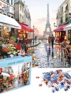 KASTWAVE Jigsaw 1000 Piece Adult, Flower Shop Landscape Puzzle Under the Eiffel Tower, Puzzle Game for Family Play Toy Gift
