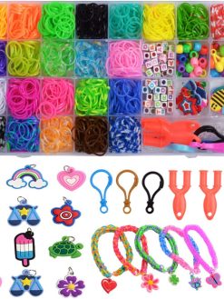 ECVV 2000Pcs Colorful Loom Bands Kit Rubber Bands for Bracelet Making Kit DIY Art Craft Kit Rubber Band Refill Kit for Girls & Boys