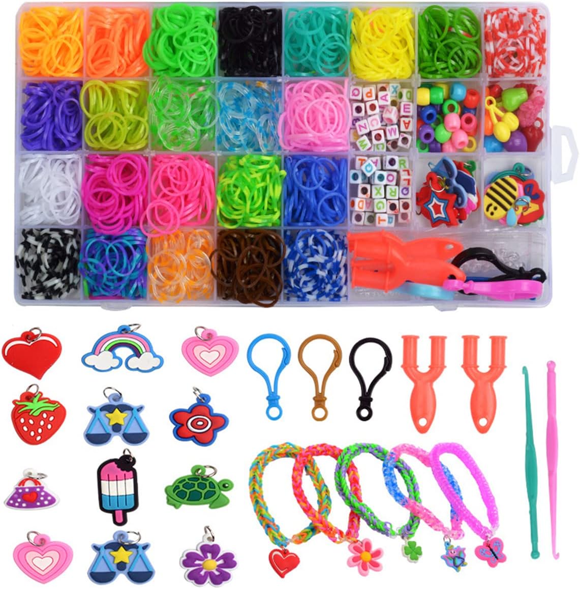 ECVV 2000Pcs Colorful Loom Bands Kit Rubber Bands for Bracelet Making Kit DIY Art Craft Kit Rubber Band Refill Kit for Girls & Boys