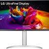 LG 27UP650-W.AUS Monitor 27” UHD (3840 x 2160) IPS Display, VESA DisplayHDR 400, DCI-P3 95% Color Gamut, 3-Side Virtually Borderless Display, Height/Pivot/Tilt Adjustable Stand – Silver