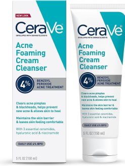 CeraVe Acne Foaming Cream Cleanser, 5 Fl Oz (Pack of 1)