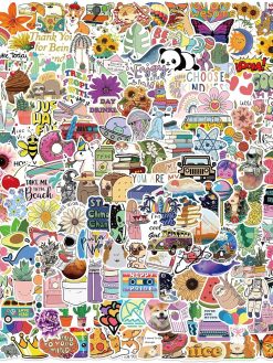 200 Pcs Cute Aesthetic Waterprof Vinyl Anime Stickers Sticker for Water Bottle Laptop Hard Hat Skateboard Kids Teens Girls Boys Adults (Cute Pattern)