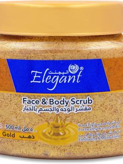 Elegant Glorious Gold FACE & BODY SCRUB | 500 ML | Deep Cleaning & Exfoliating Scrub, Facial Exfoliant For Healthy & Smooth Skin, Natural Extracts For Moisturizing – 500ML