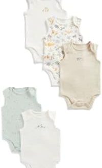 Mothercare Unisex EB805 Little Zoo 5 Pack Bodysuits Sleeveless
