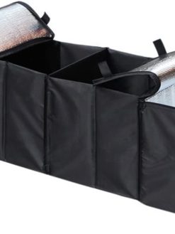 Cargo Foldable Multi Compartment Fabric Car Truck Van SUV Storage Basket Trunk Organizer and Cooler Set,Black,AK-018