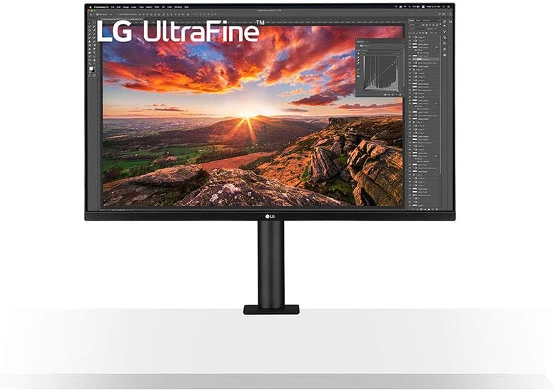 LG 32 inch 4K UHD Monitor UltraFine Display Ergo IPS Display, HDR 10, USB Type-C, AMD FreeSync, Reader Mode, Stand with C-Clamp, Black - 32UN880-B