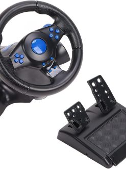 Wemart Gaming Steering Wheel, Racing Wheel with Pedals and Shifter, 180 Degree Driving Force Racing Wheel, PC Steering Wheel for PS4, PC, PS3, Xbox Series X|S, Nintendo Switch, Xbox One, Android