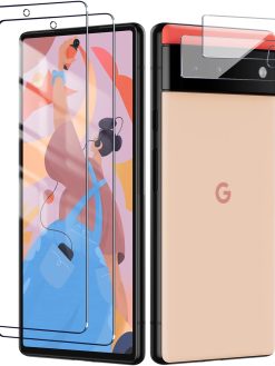 [2+2 Pack] LYWHL for Google Pixel 6 [6.4 Inch] Screen Protector with Tempered Glass Camera Lens Protector for Pixel 6, [Case Friendly] HD Clear 9H Hardness Film Easy Installation Frame Bubble Free