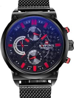 Naviforce Classic Men's Black Dial Metal Band Watch - NF9068-BBR
