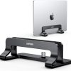 UGREEN Aluminum Vertical Laptop Stand, Double Desktop Stand Holder with Adjustable Dock Space-Saving Anti Slide Silicone Grips for All Tablet/iPad MacBook/Surface/Samsung/HP/Dell/Chrome Book Black
