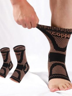Sweet seven Copper Ankle Brace Compression Support Sleeve - Plantar Fasciitis, Arch Support, Swelling, Achilles Tendon, Joint Pain Relief (1 Pair, M)