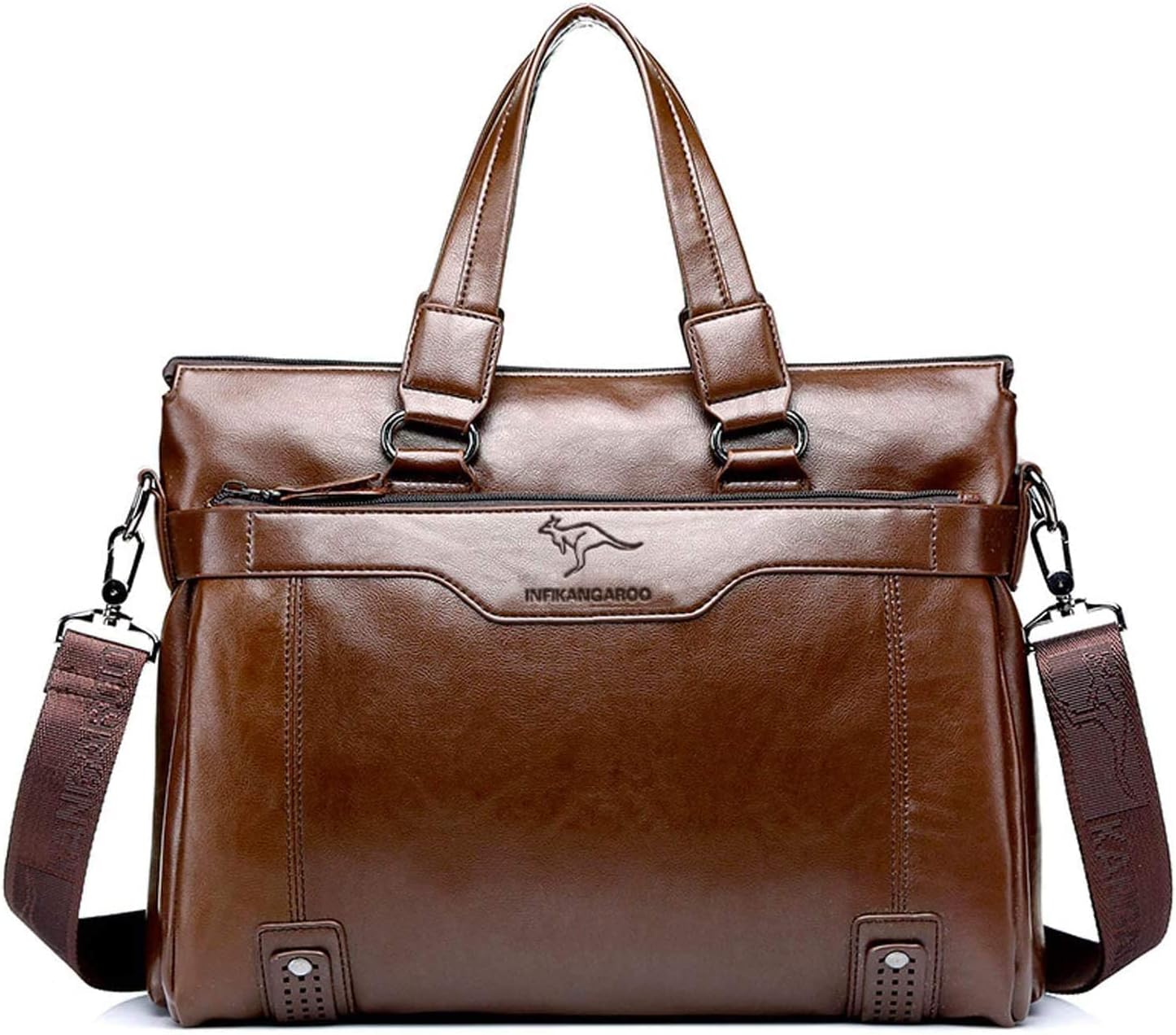 Daihu Men's 15.6 Inch Laptop Bag - Business Leather Briefcase Messenger Bag Office Bag Travel Bag (Brown)