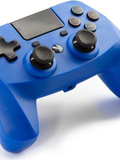 snakebyte GAMEPAD 4S - blue - wireless Bluetooth Controller for PlayStation 4, PS4 Slim, Pro, analog dual joysticks, PC compatible (Windows 7/8/10), 3.5mm headphone jack, touchpad
