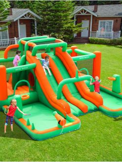 GT-WHEEL Inflatable Twin Water Slide for Kids Outdoor Play - Double the Fun (Twin Slide Mega Bouncer)
