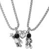 REVHQ 2 Pcs Stainless Steel Couples Necklaces Astronomy Spaceman Magnetic Matching Couple Necklaces Valentine’s Day Gift for Him Her or Best Friends Jewelry