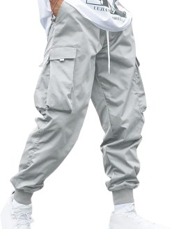 ZAFUL Men's Flap Pocket Drawstring Techwear Cargo Pants Athletic Elastic Joggers Casual Trousers Sweatpants