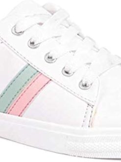 RINDAS Women's | Ladies | Females | Girls Comfortable, Fashionable, Synthetic Leather, Shoes College Wear | Casual Sneakers White